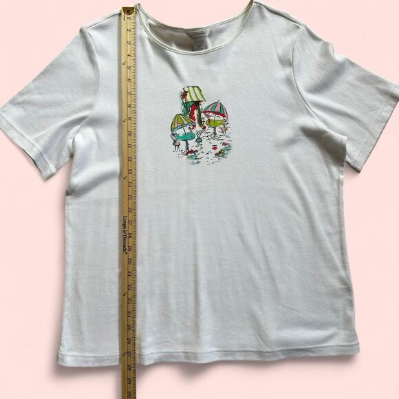 NWT CJ Banks Cottagecore Cafe Graphic Tee – White 1X - Whimsical Patio Scene - Picture 7 of 8